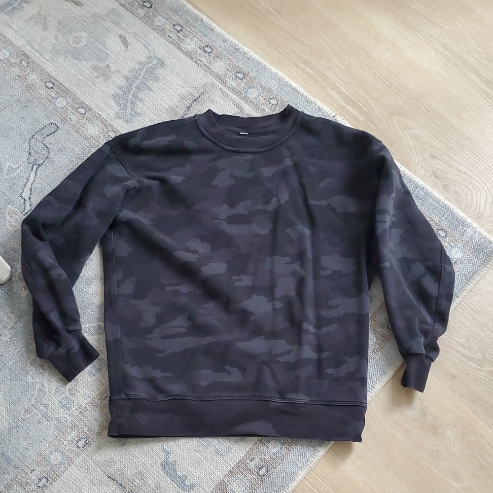 Lululemon Black Camo Perfectly Oversized Crew Neck Sweatshirt SzS